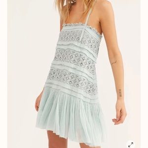 Free People Shailee Slip Mini Dress LightBlue NWT